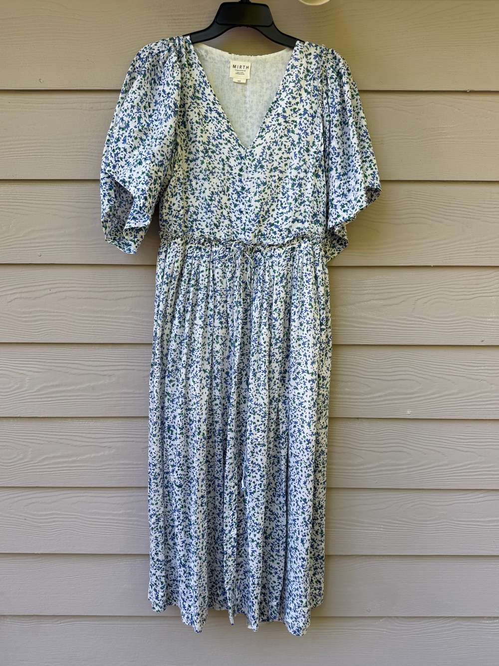 Mirth Floral V-Neck Dress in Blue & White